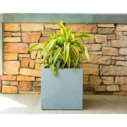 Rosemead Home & Garden, Inc. Kante Lightweight Modern Outdoor Concrete Square Planter -Garden & Outdoors GUEST 54e20488 a1e5 4d0a 957b 5837dd0da59d