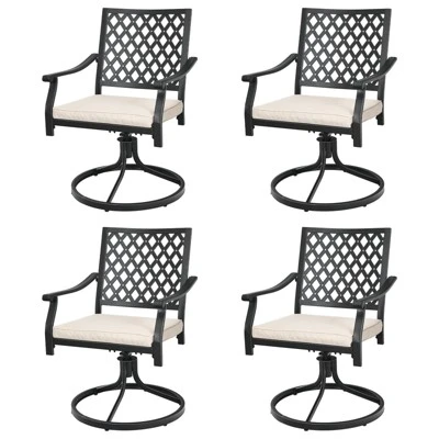 Tangkula 2/4 PCS Patio Swivel Dining Chairs Kitchen Garden Metal Armchairs W/Cushions 9 Tangkula 2/4 PCS Patio Swivel Dining Chairs Kitchen Garden Metal Armchairs W/Cushions - Image 7