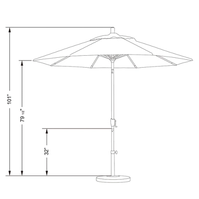 9' X 9' Aluminum Push Button Tilt Crank Sunbrella Patio Umbrella Blue - California Umbrella 7 9' X 9' Aluminum Push Button Tilt Crank Sunbrella Patio Umbrella Blue - California Umbrella - Image 5