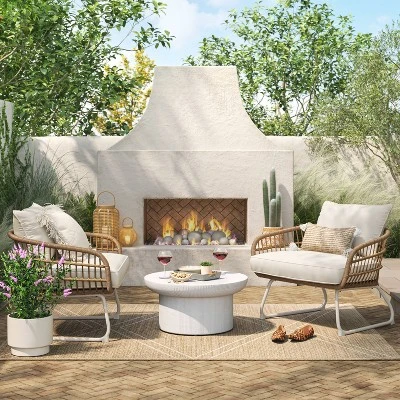 Southport Outdoor Patio Chair With Metal Legs, Club Chair Natural/White - Opalhouse™ 3 Southport Outdoor Patio Chair With Metal Legs, Club Chair Natural/White - Opalhouse™