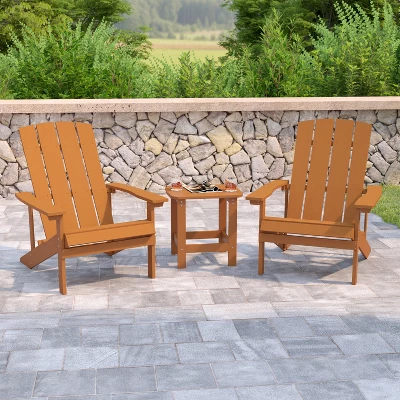 Flash Furniture 2 Pack Charlestown All-Weather Poly Resin Wood Adirondack Chairs With Side Table 3 Flash Furniture 2 Pack Charlestown All-Weather Poly Resin Wood Adirondack Chairs With Side Table