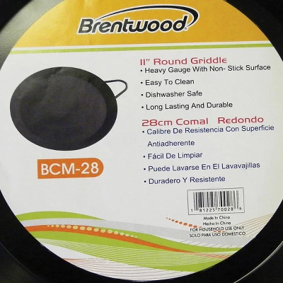 Brentwood Carbon Steel Nonstick Round Comal Griddle (11-In.) 5 Brentwood Carbon Steel Nonstick Round Comal Griddle (11-In.) - Image 3