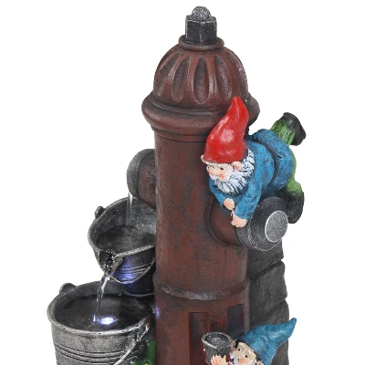 Sunnydaze Decor Sunnydaze 16"H Electric Polyresin Gnomes Climbing Fire Hydrant Outdoor Water Fountain With LED Light 5 Sunnydaze Decor Sunnydaze 16"H Electric Polyresin Gnomes Climbing Fire Hydrant Outdoor Water Fountain With LED Light - Image 3