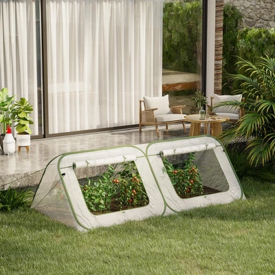 Outsunny Pop Up Greenhouse Mini Warm House With Roll Up Doors And Portable Zipper Bag For Plants Outdoor, 95" X 47" X 30" 3 Outsunny Pop Up Greenhouse Mini Warm House With Roll Up Doors And Portable Zipper Bag For Plants Outdoor, 95" X 47" X 30"