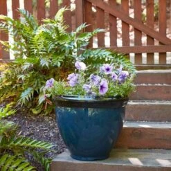 Southern Patio 12 Inch Heritage Round Outdoor Patio Porch Resin Plastic Lightweight Planter Pot W/ Glossy Finish, Monaco Blue -Garden & Outdoors GUEST 5e0d0a71 5618 49a6 996f cedd7c7bbfea