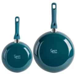 Spice By Tia Mowry Savory Saffron 2 Piece Ceramic Nonstick Aluminum Frying Pan Set In Teal -Garden & Outdoors GUEST 5ed95a84 c9a4 45fa 8c70 358d78f409a9