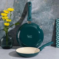 Spice By Tia Mowry Savory Saffron 2 Piece Ceramic Nonstick Aluminum Frying Pan Set In Teal -Garden & Outdoors GUEST 5f8f8114 6428 4160 8985 72b2912d7246