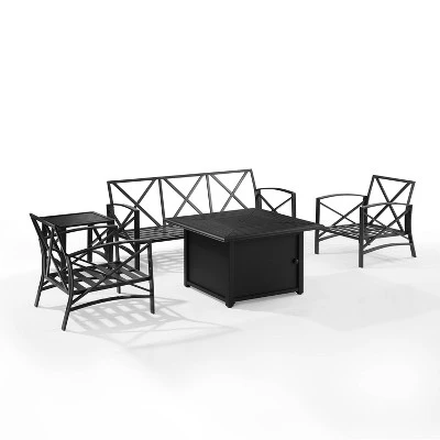 Kaplan 5pc Outdoor Sofa Set With Fire Table - Oatmeal - Crosley 6 Kaplan 5pc Outdoor Sofa Set With Fire Table - Oatmeal - Crosley - Image 4