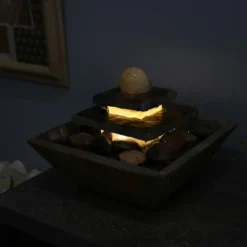 Sunnydaze Decor Sunnydaze Indoor Home Office Slate And Polished Stone Ball Tiered Tabletop Water Fountain With LED Light - 8" -Garden & Outdoors GUEST 606b84e2 24f9 4529 a171 f464ea2a732f