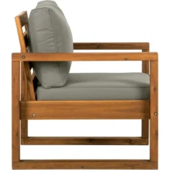 Galia 2pc Square Leg Acacia Wood Chair And Ottoman With Cushions - Brown - Saracina Home -Garden & Outdoors GUEST 60cbbb98 6bc4 44e2 ab46 0cad6444e12d