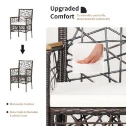 Costway 2pcs PE Wicker Patio Bistro Chairs Acacia Wood Armrests W/ Cushions Outdoor -Garden & Outdoors GUEST 611b3c6b 31c1 4b3b 9ac9 156f72e5289f