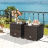 Costway 2PCS Patio Rattan Ottomans Seat Side Table Storage Box Footstool W/Cushions Navy -Garden & Outdoors GUEST 611c4976 0e2a 48cd b9d4 79864eb7ce56