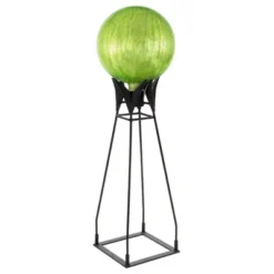 33" Iron Gazing Globe Ball Stand With Baseplate Black Powder Coat Finish - ACHLA Designs