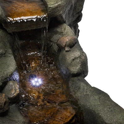 20" Rocky River Rapids Stone Resin Fountain With LED Lights Gray - Alpine Corporation 7 20" Rocky River Rapids Stone Resin Fountain With LED Lights Gray - Alpine Corporation - Image 5