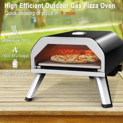Costway Outdoor Gas Pizza Oven Portable Propane Pizza Stove With Oven Cover Pizza Stone 6 Costway Outdoor Gas Pizza Oven Portable Propane Pizza Stove With Oven Cover Pizza Stone - Image 4
