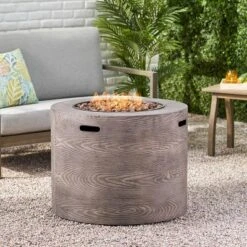Senoia Outdoor Round Fire Pit - Brown - Christopher Knight Home