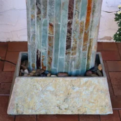 Sunnydaze Decor Sunnydaze 49"H Electric Natural Slate Tower Column Indoor/Outdoor Water Fountain With LED Light -Garden & Outdoors GUEST 645ee126 6418 4394 a70a cba3aa5bd209