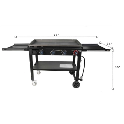 Razor Griddle 37 Inch Outdoor Steel 4 Burner Propane Gas Grill Griddle With Wheels And Top Cover Lid Folding Shelves For Home BBQ Cooking, Black 5 Razor Griddle 37 Inch Outdoor Steel 4 Burner Propane Gas Grill Griddle With Wheels And Top Cover Lid Folding Shelves For Home BBQ Cooking, Black - Image 3