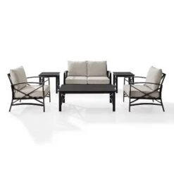 6pc Kaplan Outdoor Seating Set Oatmeal - Crosley