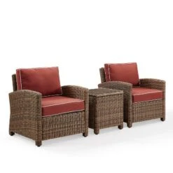 Bradenton 3pc Outdoor Wicker Seating Set With Two Chairs & Side Table Sangria - Crosley -Garden & Outdoors GUEST 65ff2682 6765 4df8 aa3e d10088891539