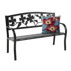 Evergreen Dogwood Metal Garden Bench - Black -Garden & Outdoors GUEST 682a3891 0a84 4d0d b266 04ed6027b0fb