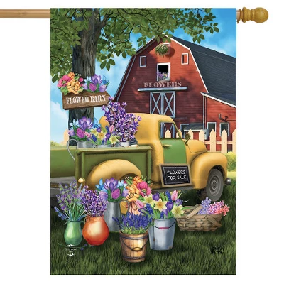 Flower Barn Spring House Flag Pickup Truck Barn Floral 28" X 40" Briarwood Lane 3 Flower Barn Spring House Flag Pickup Truck Barn Floral 28" X 40" Briarwood Lane