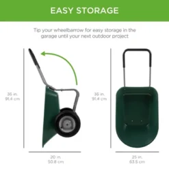 Best Choice Products Dual-Wheel Home Wheelbarrow Yard Garden Cart For Lawn, Construction - Green -Garden & Outdoors GUEST 68cfa46e 3da4 46c2 8d96 fecf8525aab9