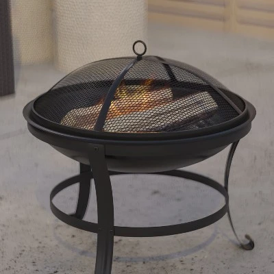 Merrick Lane Fire Pit Outdoor Wood Burning Round Iron 22" Fire Pit For Patio, Backyard, Camping, Picnics With Spark Screen And Poker 3 Merrick Lane Fire Pit Outdoor Wood Burning Round Iron 22" Fire Pit For Patio, Backyard, Camping, Picnics With Spark Screen And Poker