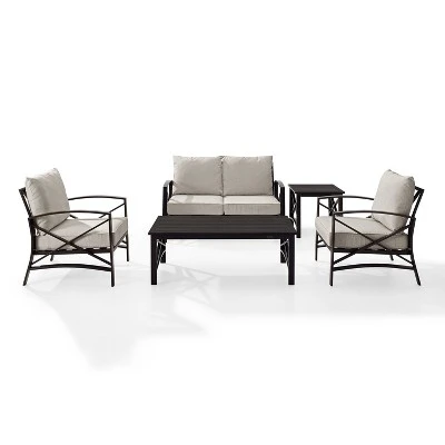 5pc Kaplan Outdoor Seating Set Oatmeal - Crosley 3 5pc Kaplan Outdoor Seating Set Oatmeal - Crosley