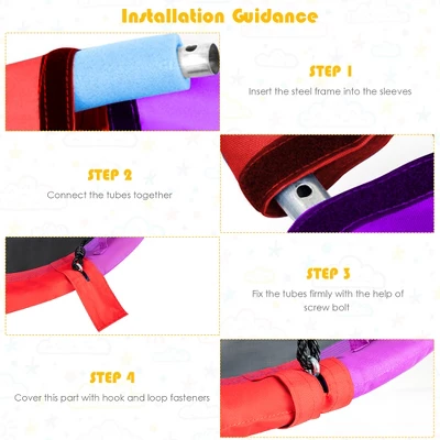 Costway 40'' Saucer Tree Swing Outdoor Round Platform Swing W/ Pillow & Handle 8 Costway 40'' Saucer Tree Swing Outdoor Round Platform Swing W/ Pillow & Handle - Image 6