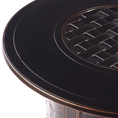 Oakland Living 5pc Deep Seating Swivel Aluminum Outdoor Patio Fire Pit Dining Set With 44" Round Fire Table With Weave Pattern Copper 10 Oakland Living 5pc Deep Seating Swivel Aluminum Outdoor Patio Fire Pit Dining Set With 44" Round Fire Table With Weave Pattern Copper - Image 8