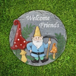 Welcome Friends Garden Gnome Stone - Exhart