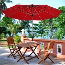 Costway 9' Patio Market Umbrella Outdoor Table Aluminum Crank W/8 Rib -Garden & Outdoors GUEST 6b25c0bb 69fb 4fd1 a7d2 42d9ce4aa35e
