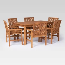 7pc Slatted Chevron Acacia Patio Dining Set - Saracina Home 25 7pc Slatted Chevron Acacia Patio Dining Set - Saracina Home -Garden & Outdoors GUEST 6c5a38cb 01f2 4a50 903c b27f64f7a8ce