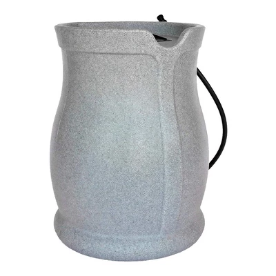 FCMP Outdoor Catalina 45 Gallon Water Rain Catcher Barrel With Flat Back For Watering Outdoor Plants, Gardens, And Landscapes, Light Granite (2 Pack) 4 FCMP Outdoor Catalina 45 Gallon Water Rain Catcher Barrel With Flat Back For Watering Outdoor Plants, Gardens, And Landscapes, Light Granite (2 Pack) - Image 2