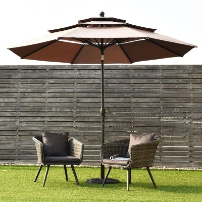 Tangkula Outdoor Auto-tilt Patio Market Umbrella W/ Double Vented 3 Tangkula Outdoor Auto-tilt Patio Market Umbrella W/ Double Vented