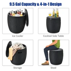 Costway 9.5 Gallon 4-in-1 Patio Rattan Cool Bar Cocktail Table Side Table BrownBlack 18 Costway 9.5 Gallon 4-in-1 Patio Rattan Cool Bar Cocktail Table Side Table BrownBlack -Garden & Outdoors GUEST 6f119d03 efab 4c75 855a dc7802321ca4
