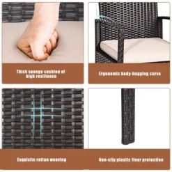 Costway 8PCS Patio Rattan Conversation Furniture Set Cushioned Seat Glass Table -Garden & Outdoors GUEST 6f4aa980 ac7a 40fe 9dbd 7eeb925968d7