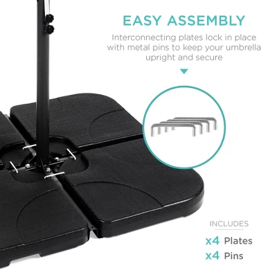 Best Choice Products 4-Piece Cantilever Offset Patio Umbrella Stand Square Base Plate Set W/ Easy-Fill Spouts 5 Best Choice Products 4-Piece Cantilever Offset Patio Umbrella Stand Square Base Plate Set W/ Easy-Fill Spouts - Image 3