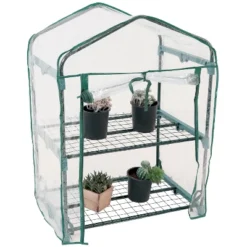 Sunnydaze Decor Sunnydaze Outdoor Portable Growing Rack 2-Tier Greenhouse With PVC Roll-Up Door - 2 Shelves - Clear -Garden & Outdoors GUEST 71284fb1 c763 4edd 994a 00d7d9fd8688