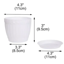 Unique Bargains Plastic Balcony Garden Office Hotel Barrel Shape Plant Flower Pot Holder With Tray
