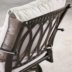 5pc Set With 44" Outdoor Aluminum Round Fire Table & 4 Deep Seating Swivel Rocking Chairs & Wind Blocker Lid - Oakland Living -Garden & Outdoors GUEST 758a75c9 e1ad 4e34 baa0 0db07c334369