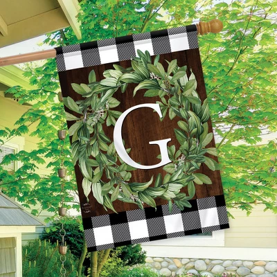 Wreath Monogram G Double-Sided House Flag Everyday 28" X 40" Briarwood Lane 4 Wreath Monogram G Double-Sided House Flag Everyday 28" X 40" Briarwood Lane - Image 2