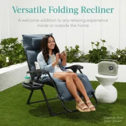 Best Choice Products Oversized Zero Gravity Chair, Folding Recliner W/ Removable Cushion, Side Tray -Garden & Outdoors GUEST 772aa427 1337 4307 8293 0171688a91b3