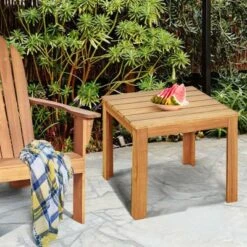 Costway 2PCS Wooden Square Side End Table Patio Coffee Bistro Table Indoor Outdoor Natural -Garden & Outdoors GUEST 774d8db4 94f2 4671 aa1b 32c435c7e973