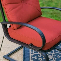 Captiva Designs 7pc Patio Dining Set With Rectangular Table With Umbrella Hold & Spring Motion Chairs -Garden & Outdoors GUEST 77e51a59 d482 421b 86ea 0f528432cbe3