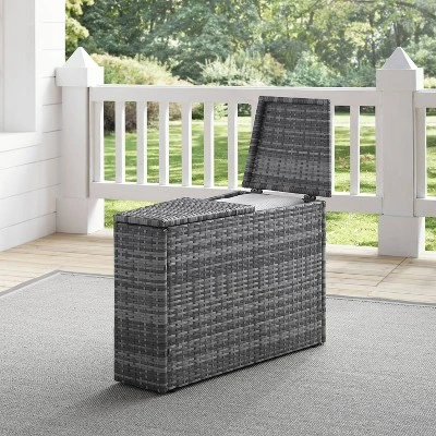 Catalina Outdoor Wicker Arm Table - Gray - Crosley 7 Catalina Outdoor Wicker Arm Table - Gray - Crosley - Image 5
