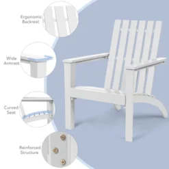 Costway 3PCS Patio Adirondack Chair Side Table Set Solid Wood Garden Deck White -Garden & Outdoors GUEST 7b4ed48a a147 46d1 b636 ac2e45bdbb1a