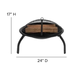 Flash Furniture 22.5" Foldable Wood Burning Firepit With Mesh Spark Screen And Poker -Garden & Outdoors GUEST 7b799404 966b 4884 b071 0782548cdd0e