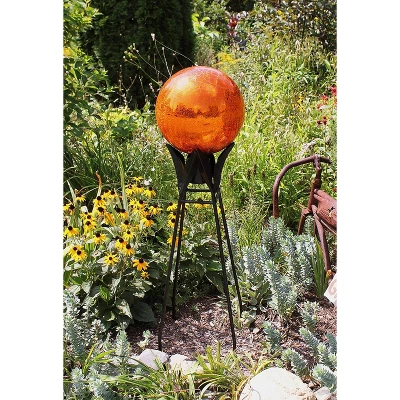 33" Iron Gazing Globe Ball Stand With Baseplate Black Powder Coat Finish - ACHLA Designs 4 33" Iron Gazing Globe Ball Stand With Baseplate Black Powder Coat Finish - ACHLA Designs - Image 2